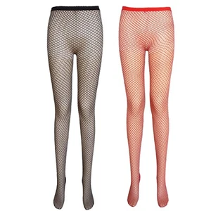 2 pairs ladies fishnet tights womens fishnets black+red one size UK clothes 8-16 - Picture 1 of 5