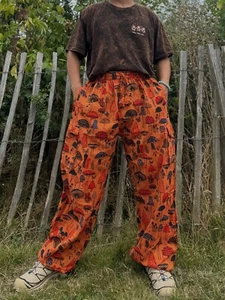 Pantaloni Hippie Unisex Taglia Unica Stampa Funghi | Festival Cotone Eco Friendly - Foto 1 di 3