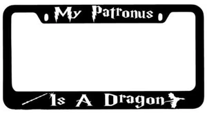 My Patronus Is A Dragon Black METAL License Plate Frame Auto Harry Potter - Picture 1 of 1