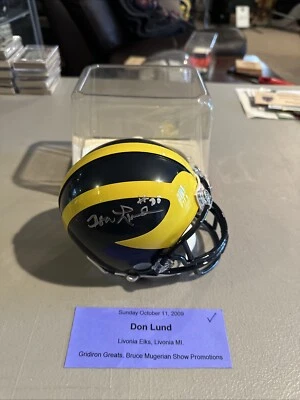 Don Lund, Autographed Michigan Mini Football Helmet. No COA - Image 1 of 4