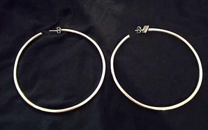 3" Sterlingsilber, dünne Röhre Creolen. - Bild 1 von 3