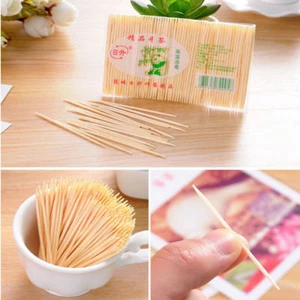 150pcs Two Heads Wood Stick Wooden Bamboo Toothpick Party Cocktail Food Picks - Picture 1 of 5
