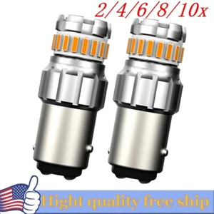 2/4X AUXITO 1157 CANBUS Amber Yellow LED Turn Signal Indicator Parking Lightbulb - Picture 1 of 21