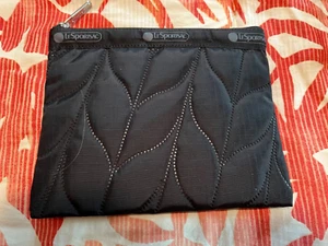 LESPORTSAC BRAIDED DEBOSS BLACK COSMETIC BAG, NEW WITHOUT TAG - Picture 1 of 2