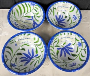 4 Tommy Bahama Tropical Blue Rattan Melamine Bowls 6" NEW - Picture 1 of 4