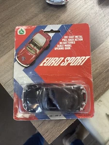 Vintage schwarz Euro Sport Die Cast Modellauto Verpackung Pull Back - Bild 1 von 5