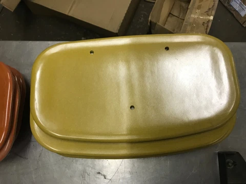 Vintage Retro School Chair Hard Plastic/Wood seat backs YELLOW Cover