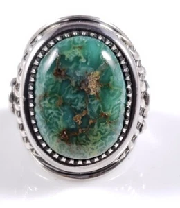 Derrick Gordon Navajo Sterling Silver Handmade Ring Four Leaf Clover Variscite  - Picture 1 of 7