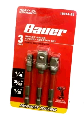 BRAND NEW Bauer 3 impact rated Socket adapter set.heavy duty 1/4"  3/8"  1/2" - Image 1 of 2