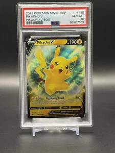 Pokemon SWSH 2022 Black Star Promo Pikachu V Box #198 PSA 10 - Imagen 1 de 2