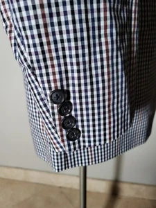 Club Room 48R Blue Purple White Gingham Check Cotton Sport Coat Blazer Jacket - Picture 1 of 12