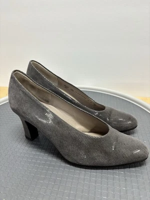 Zapatos de tacón Gabor talla 5,5 (Reino Unido 3,5) gris plateado piel de serpiente cuero metálico para mujer Foto 1 de 4