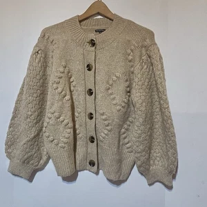 Who What Wear Women's Size XXL Beige Tan Chunky Knit Wool Blend Sweater Cardigan - Picture 1 of 4