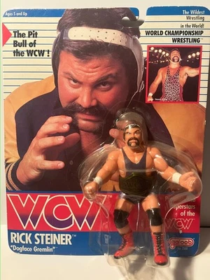 Figura de lucha libre WCW Galoob Rick Steiner completa con cinturón WCW como nueva en tarjeta Foto 1 de 2