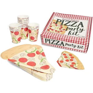 Pizza Party Supplies Kit, Includes Plates, Napkins and Cups (Serves 24 Guests) - Picture 1 of 7