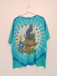 2003 Alice im Wunderland flüssigblau TShirt doppelseitig blau Batik Herren 2XL - Bild 1 von 9