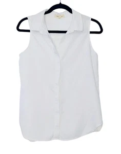 Cloth & Stone Anthropologie Small Tencel Lindsey Spilt Back Button Up Sleeveless - Picture 1 of 8
