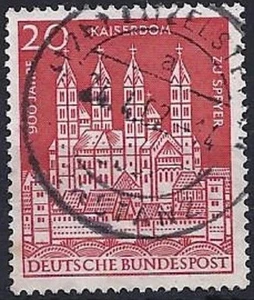 Bund BRD Mi. 0366 aus 1961 ORTSVOLLSTEMPEL Litzelstetten / Kaiserdom zu Speyer - Bild 1 von 2