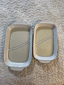 Vintage Germany Keramik Deko Design 2 kleine MCM Teller T. Bavaria 8" weiß - Bild 1 von 5