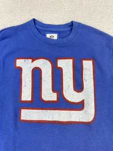 NFL Team Apparel Mens Shirt Large Blue New York Giants Thermal Waffle Knit Tee - Picture 1 of 8