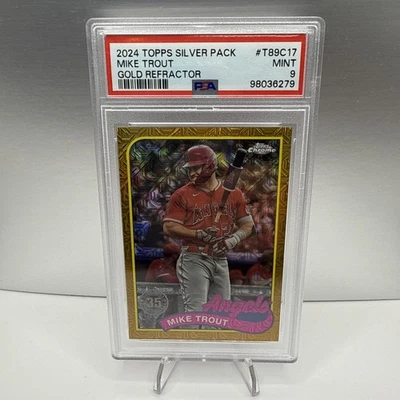 2024 Topps Silver Pack Mike Trout Gold Refractor /50 Angels T89C17 PSA 9 ANGELS - Image 1 of 2