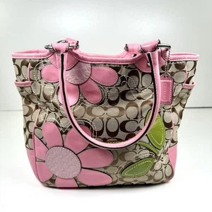 Y2K Coach Limited Edition Signature Bleecker Daisy Tote Bag PINK - Bild 1 von 5