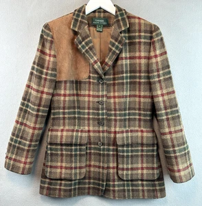 Lauren Ralph Lauren Blazer 6 Wool Plaid Suede Patch Shooting Riding Equestrian - Picture 1 of 22