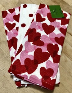 Neu 3er Set Kate Spade Valentinstag Küchentücher 2 Herzen 1 gepunktet - Bild 1 von 4