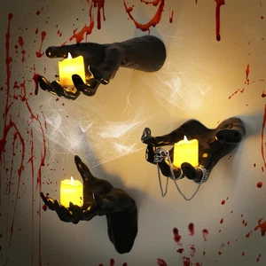3 x Appendiabiti da Parete Gotico Halloween Mano Spaventosa per Interno ed Esterno - Foto 1 di 24