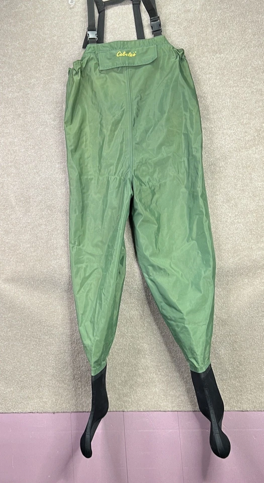 Cabelas Waders Mens Medium Green Bib Fishing Stocking Foot Nylon? - Image 1 of 4