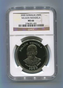 NGC Certified MS 66 Somalia 2000 Nelson Mandela 250 Shillings Rare Coin  - Picture 1 of 2
