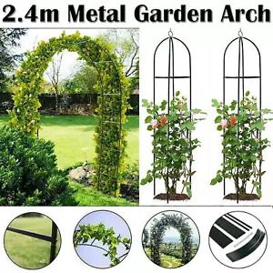 2.4m Metal Garden Arch Strong Tubular Heavy Duty Rose Climbing Plants Archway