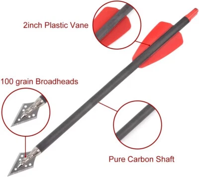 12pc 8.9" Crossbow Bolt Hunter Ek Cobra System Hunting Carbon Arrow Broadheads - Image 1 of 4