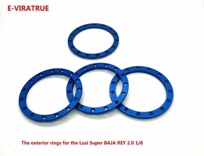 E-VIRATRUE Alu Outer Lock Rings For Losi Super BAJA REY 2.0 1/6 Blue (4pcs) - Image 1 of 4