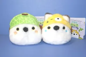 Juego de 2 muñecos de peluche Shimaenaga Gotochi Dango Hokkaido melón y zorro del norte Sanei - Imagen 1 de 11