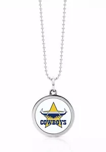 NTH QLD COWBOYS NRL LOGO ROUND PENDANT CHAIN NECKLACE JEWELLERY ACCESSORIES - Picture 1 of 1