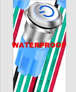 Marine 12V 16mm 5/8" 5A Mini Waterproof Locking SPST Push Button Switch - Picture 1 of 7