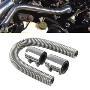 1-5/8" Radiator Hose Upper/Lower & Flexible Stainless Steel w/ Chrome Caps US - Picture 1 of 9