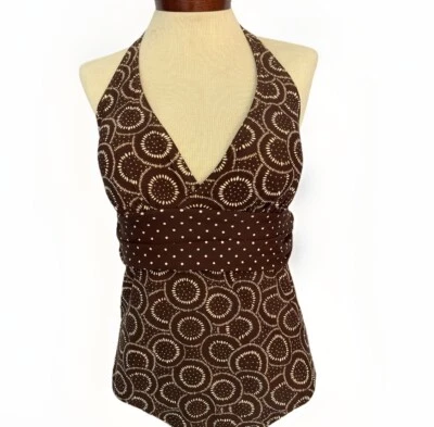 Traje de baño Boden de una pieza talla 8 halter marrón círculos puntos geométricos usado en excelente estado Foto 1 de 4