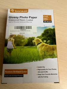 BRAND NEW Bonsaii 4"x 6" Glossy Photo Paper - 100 Sheets - NEW - Bild 1 von 3