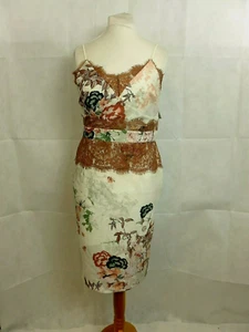 Next Cream Floral Bodycon Dress Petite Size UK 16 RRP £55 LF7 CC 05 - Picture 1 of 5