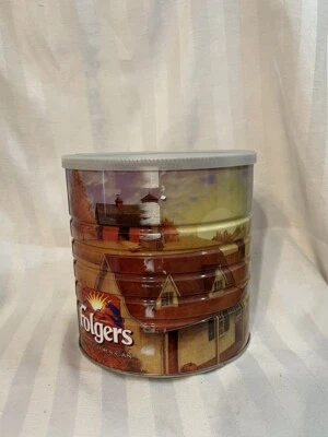 Lata de café Folgers 2003 para coleccionistas tapa de 39 OZ decoración de granja de otoño Foto 1 de 4