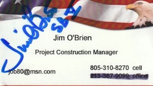 BALTIMORE COLTS & SUPER BOWL V LEGEND JIM O'BRIEN SIGNED BUSINESS CARD - Picture 1 of 1