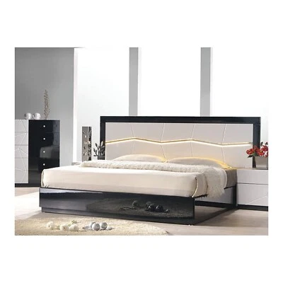 Modern Lacquer Finish Platform Bed Frame with LED Headboard - Cal King - Image 1 of 3