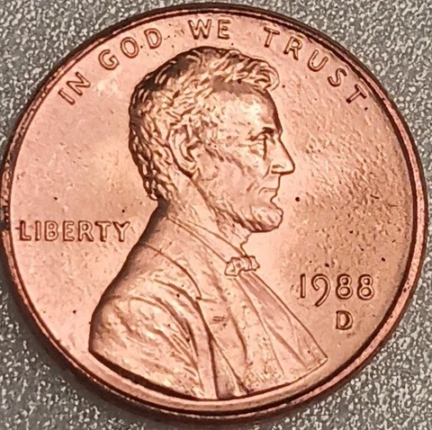 1988 D Brilliant Uncirculated (BU) Lincoln Memorial Cent (Penny) Cover