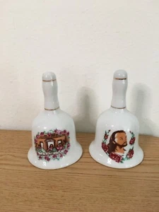 Lote de 2 Campanas Religiosas Cristianas De Colección Retrato de Jesús y La Última Cena - Imagen 1 de 7
