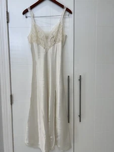 Victoria Secrets Bridal Long Sleepwear Babydoll Satin And Lace White NWT M - Picture 1 of 13