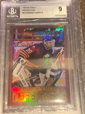 95-96 DOMINIK HASEK TOPPS FINEST DEFENDERS REFRACTOR #72 MINT Graded BGS 9 MINT - Image 1 of 3