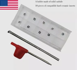 4mm SCLCR03 Inner Bore Carbide Holder + 10PCS CCGT030102L-F ceramic inserts USA - Picture 1 of 8