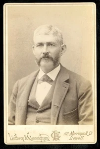 Antique Cabinet Card Photo HANDSOME MAN MOUSTACHE & SIDE BURNS Gay Interest 1891 - Picture 1 of 2